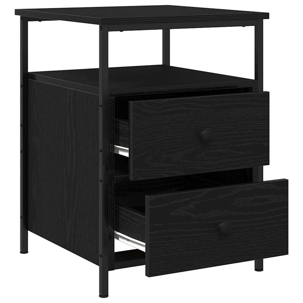 Nachttisch 2er Set Schwarz Eiche