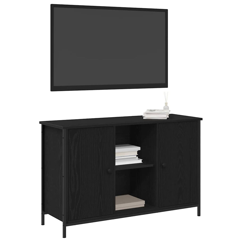 vidaXL Meuble TV, set, noir, aspect chêne 101 x 35 x 65 cm