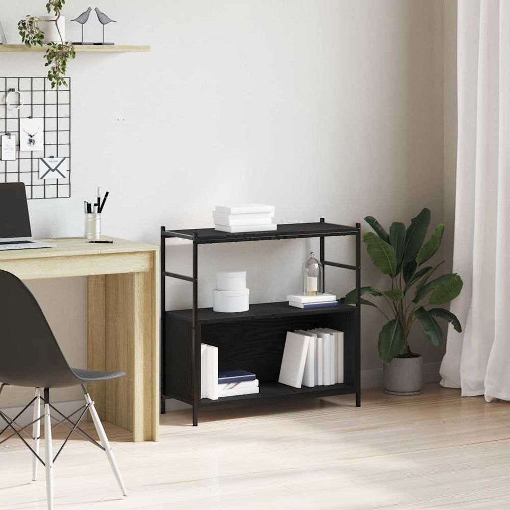 Schwarzes Bücherregal Eichenoptik, 80 cm