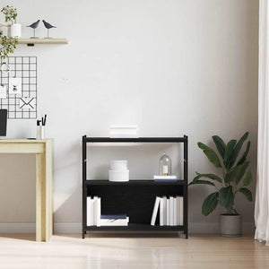 Schwarzes Bücherregal Eichenoptik, 80 cm