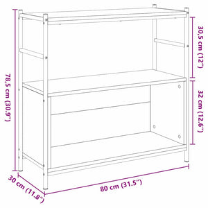 Schwarzes Bücherregal Eichenoptik, 80 cm