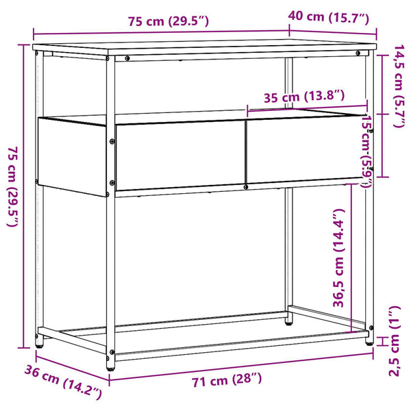 Konsolentisch Altholz 75x40x75cm