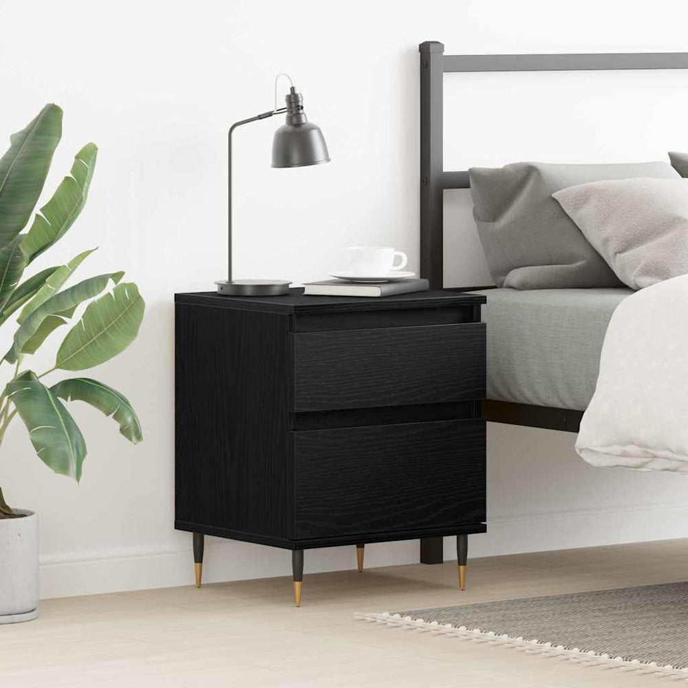 vidaXL Bedside Cabinet Black Oak Look 40 x 35 x 50 cm Engineered Wood