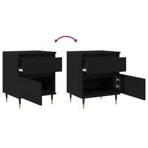 Nachttisch 2er Set Schwarz Eichenoptik