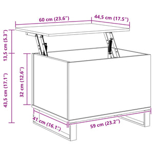Schwarzer Couchtisch Eichenoptik 60 cm