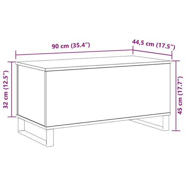 Schwarzer Couchtisch Eichenoptik 90 cm