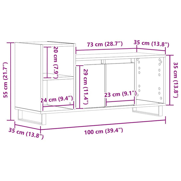 TV-Schrankset Schwarz Eichen-Optik 100 cm