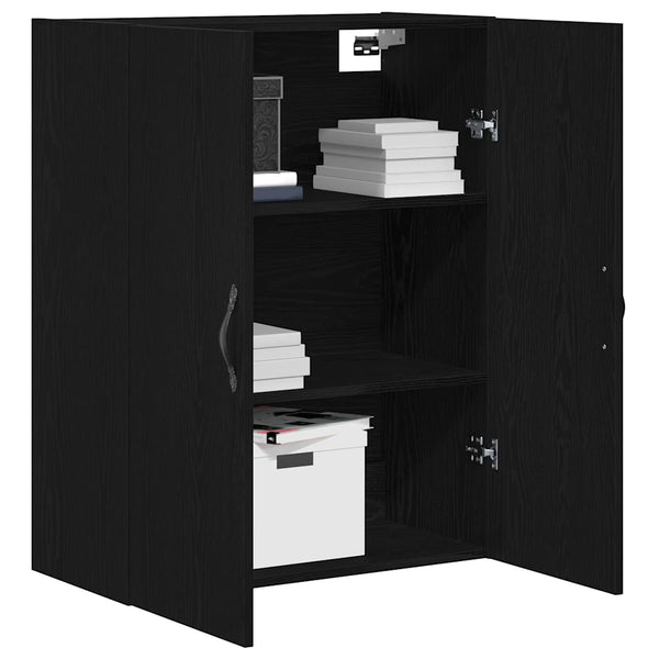 Wandmontierter Schrank Schwarz Eichen-Optik