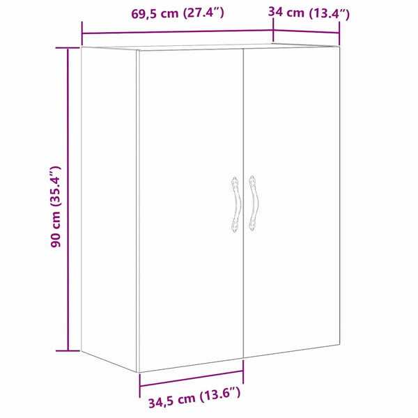 Wandmontierter Schrank Schwarz Eichen-Optik