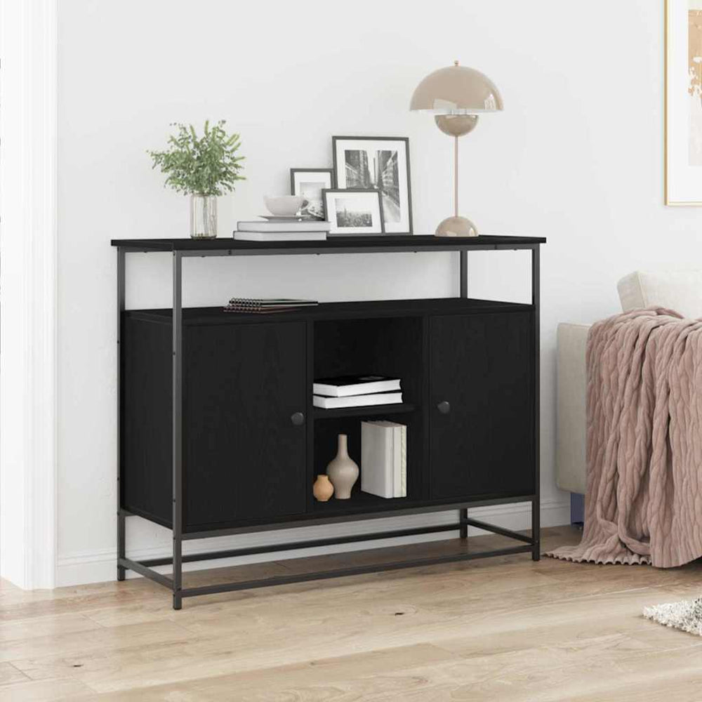 vidaXL Sideboard Black Oak Look 100 x 35 x 80 cm Engineered Wood