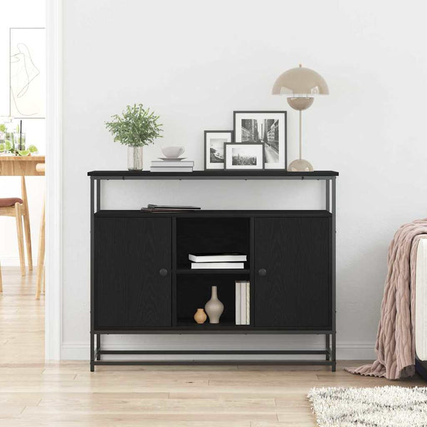 Schwarzes Sideboard Eichenoptik, 100 cm