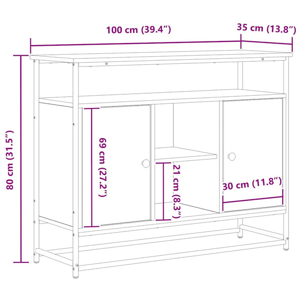 Schwarzes Sideboard Eichenoptik, 100 cm