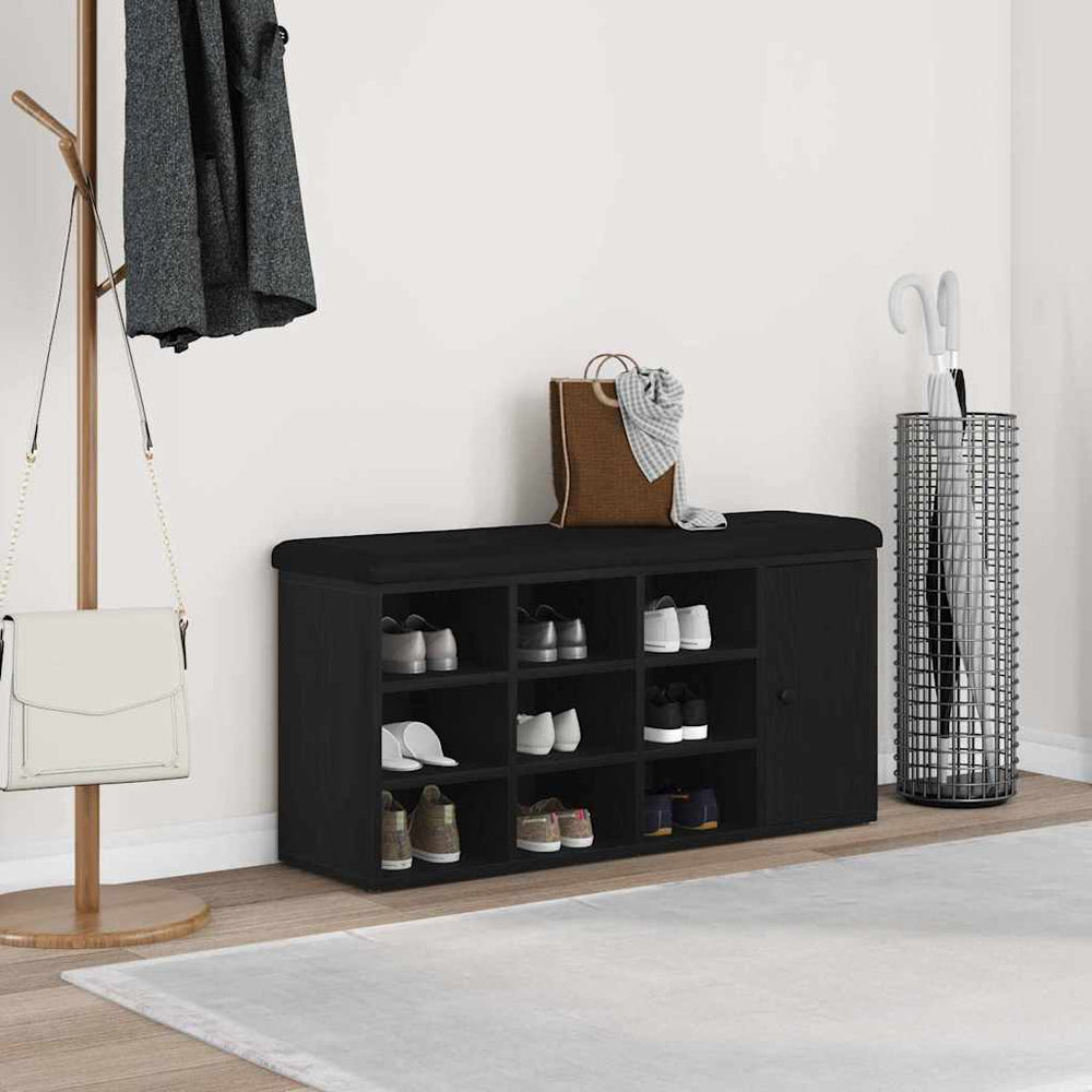 Sitzbank mit Stauraum, Schwarz Eiche, 102 cm