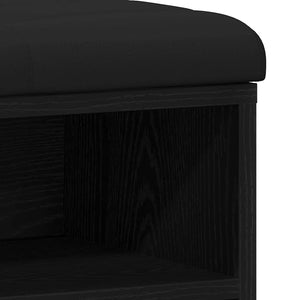 Schuhbank Schwarz mit Regal 82 cm