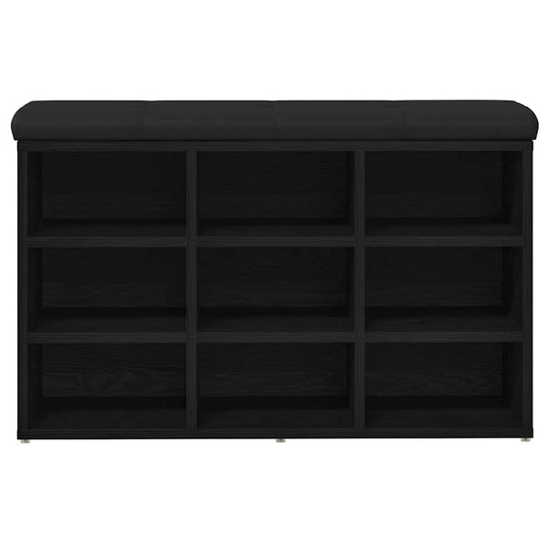 Schuhbank Schwarz mit Regal 82 cm