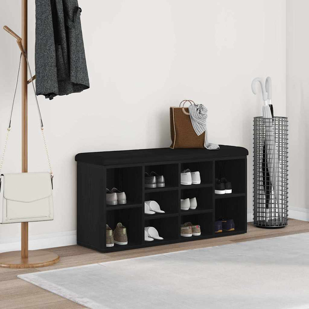 Schuhbank Schwarz Eichenoptik 102 cm