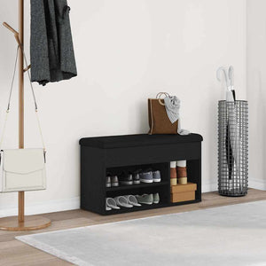vidaXL Banc à chaussures avec étagère Noir 80 x 30 x 45 cm Bois d'ingénierie
