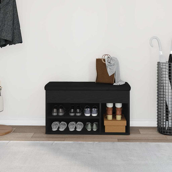 vidaXL Banc à chaussures avec étagère Noir 80 x 30 x 45 cm Bois d'ingénierie