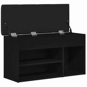 vidaXL Banc à chaussures avec étagère Noir 80 x 30 x 45 cm Bois d'ingénierie