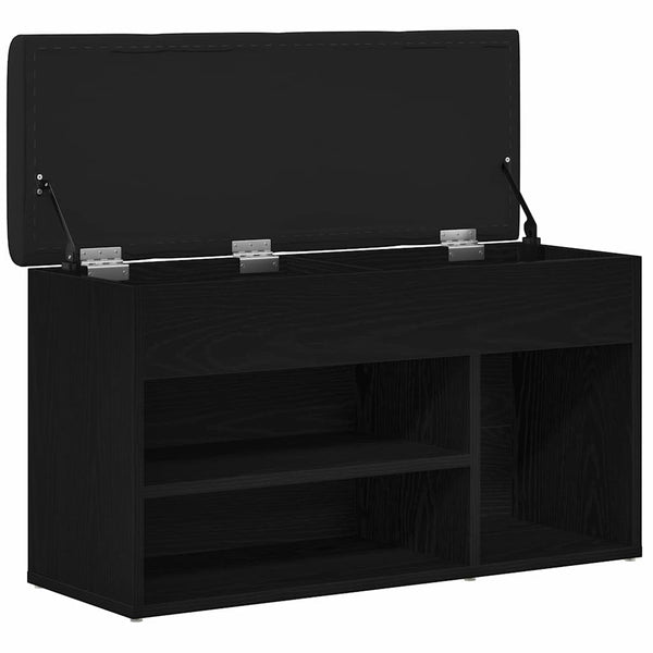 vidaXL Banc à chaussures avec étagère Noir 80 x 30 x 45 cm Bois d'ingénierie
