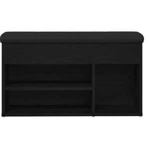 vidaXL Banc à chaussures avec étagère Noir 80 x 30 x 45 cm Bois d'ingénierie