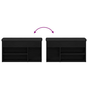 vidaXL Banc à chaussures avec étagère Noir 80 x 30 x 45 cm Bois d'ingénierie