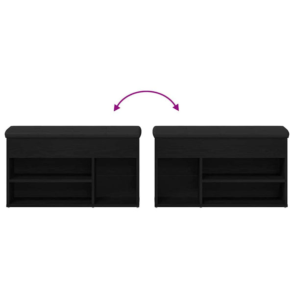 vidaXL Banc à chaussures avec étagère Noir 80 x 30 x 45 cm Bois d'ingénierie