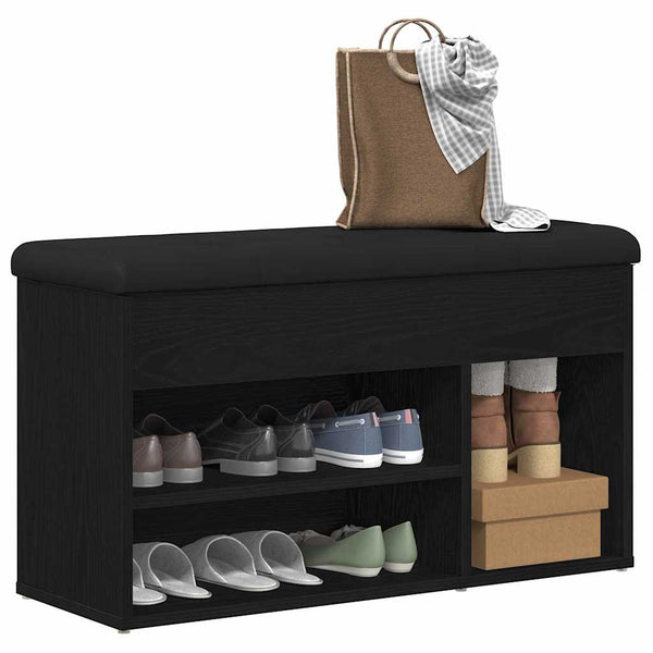 vidaXL Banc à chaussures avec étagère Noir 80 x 30 x 45 cm Bois d'ingénierie