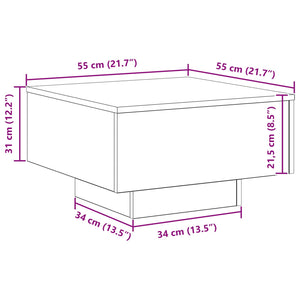 Schwarzer Couchtisch Eichenoptik 55x55 cm