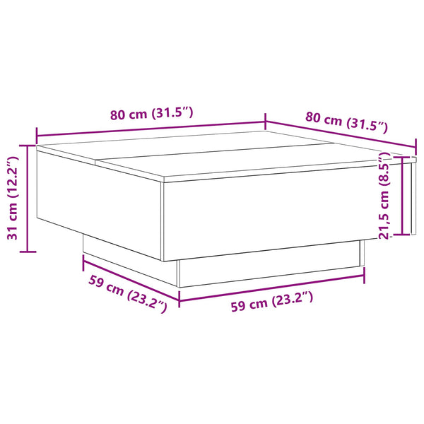 Couchtisch Altholz 80x80 cm