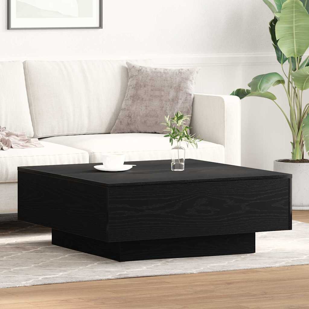 Schwarzer Couchtisch Eichenoptik 80x80 cm