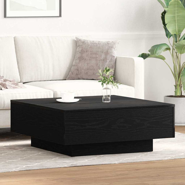 Schwarzer Couchtisch Eichenoptik 80x80 cm