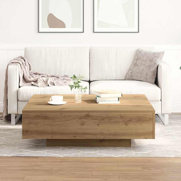 vidaXL Table basse chêne artisan 100 x 100 x 31 cm