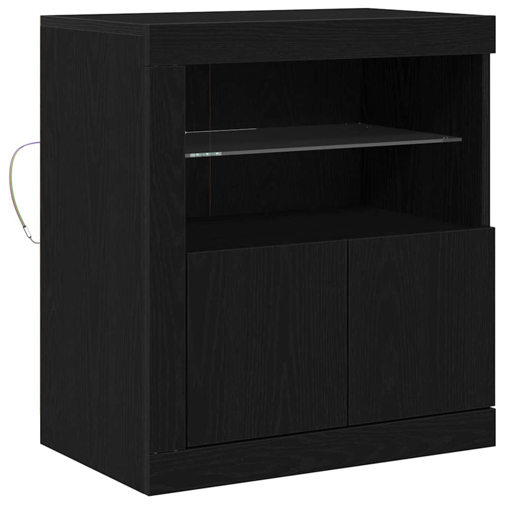 vidaXL LED Sideboard Black 60.5x37x67 cm Engineered Wood