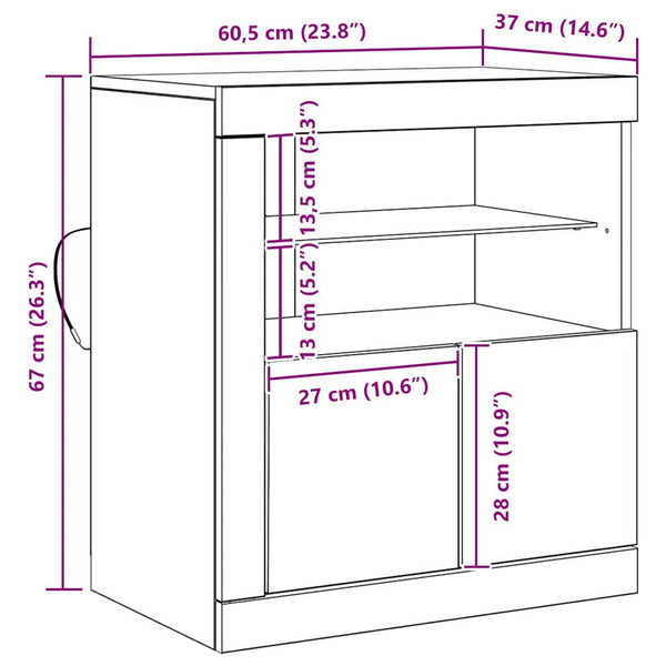 LED Sideboard Schwarz 60,5 cm