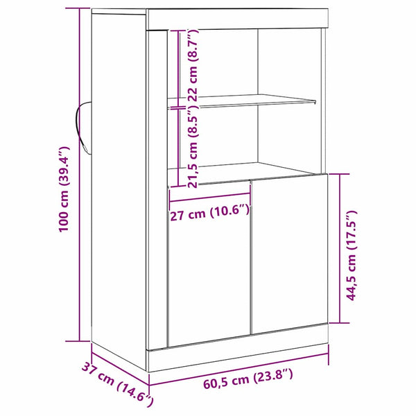LED Sideboard Altholz 60,5x37x100cm