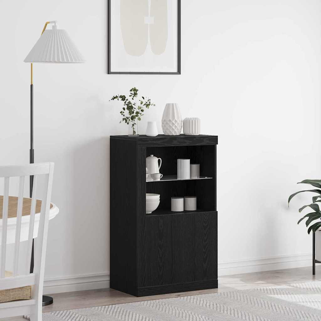 vidaXL LED Sideboard Black Oak Look 60.5 x 37 x 100 cm