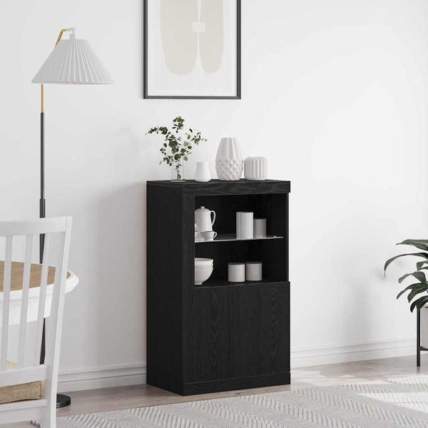 vidaXL LED Sideboard Black Oak Look 60.5 x 37 x 100 cm