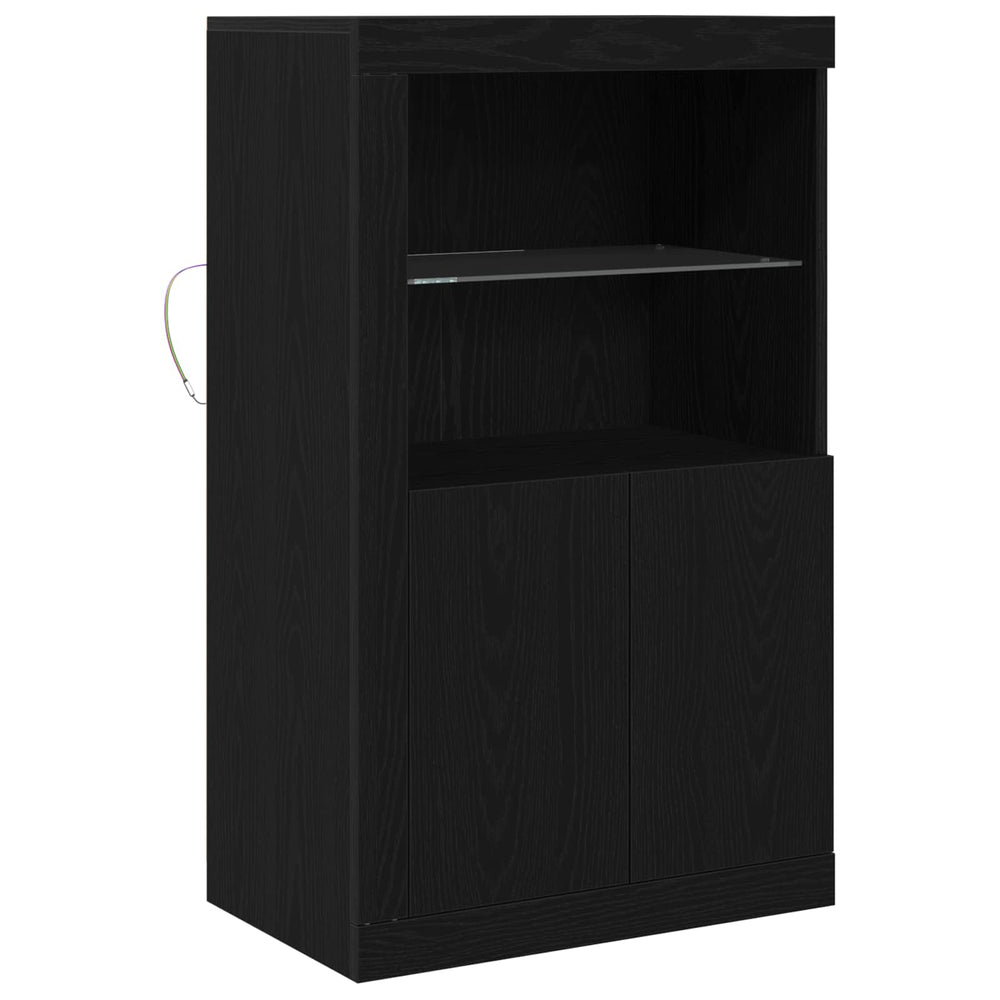 vidaXL LED Sideboard Black Oak Look 60.5 x 37 x 100 cm