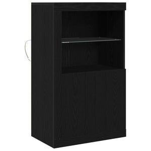vidaXL LED Sideboard Black Oak Look 60.5 x 37 x 100 cm