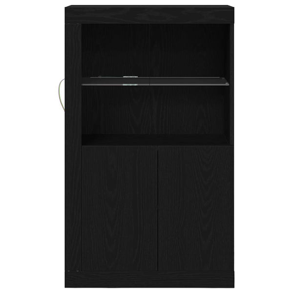 vidaXL LED Sideboard Black Oak Look 60.5 x 37 x 100 cm