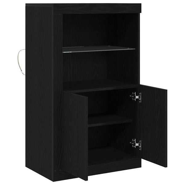 vidaXL LED Sideboard Black Oak Look 60.5 x 37 x 100 cm