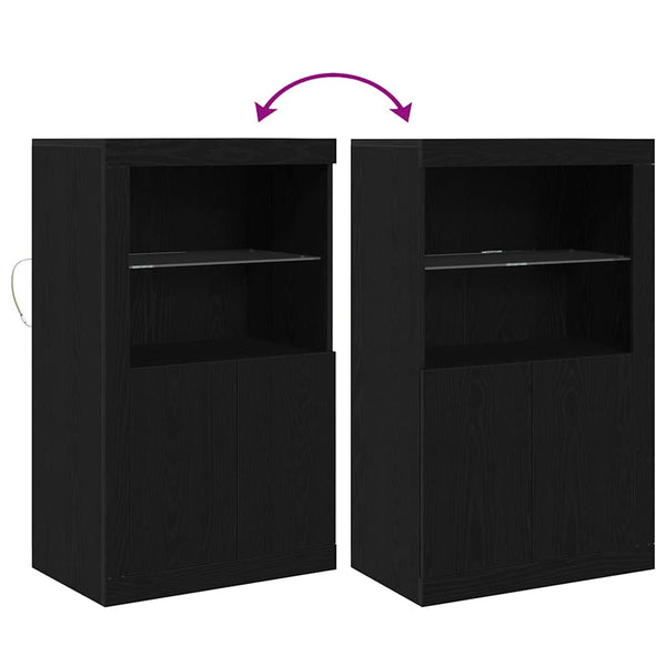 vidaXL LED Sideboard Black Oak Look 60.5 x 37 x 100 cm