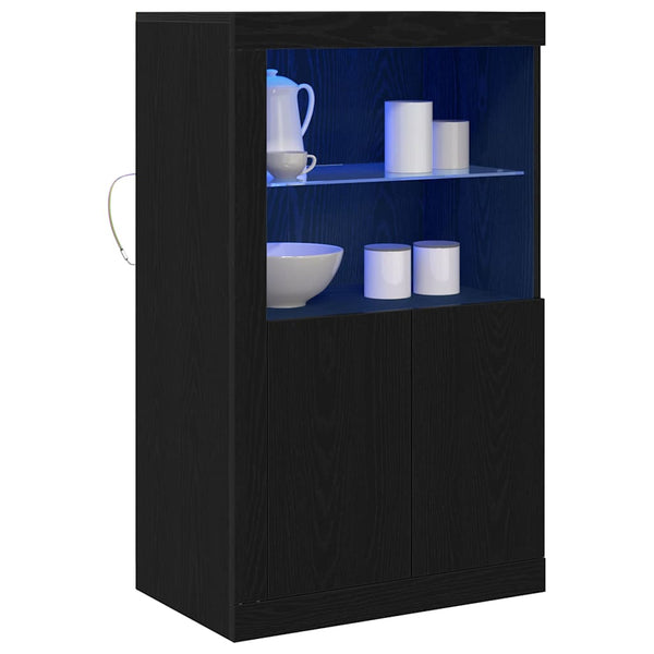 vidaXL LED Sideboard Black Oak Look 60.5 x 37 x 100 cm