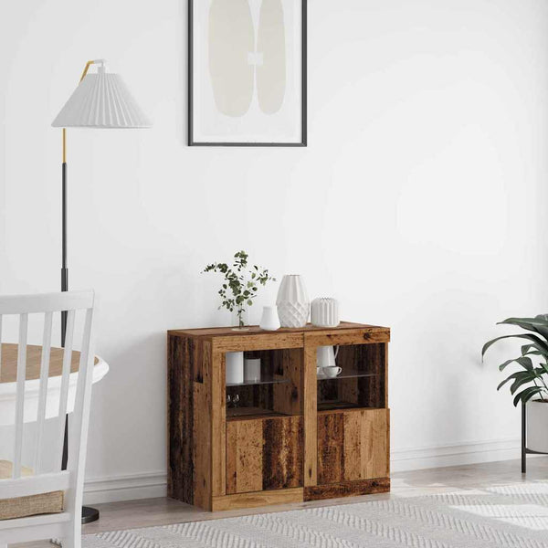 LED Sideboard 2er Set Altholz Optik