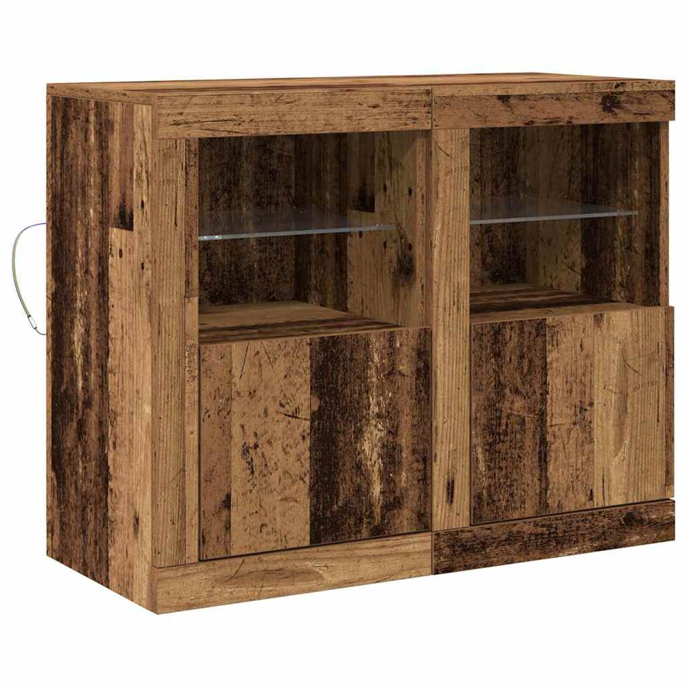 vidaXL LED Sideboard 2 pcs Reclaimed Wood 41 x 37 x 67 cm Engineered Wood