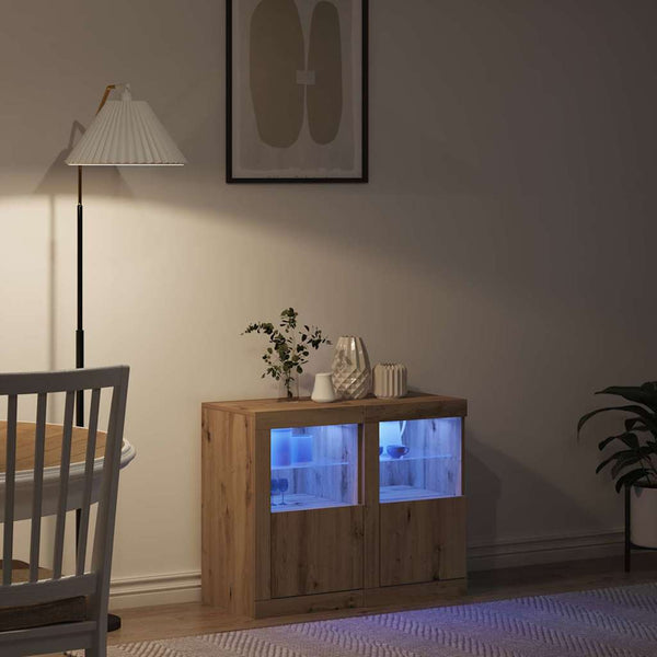 LED Sideboard 2er Set Artisan Eiche