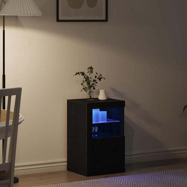 LED Sideboard Schwarz Eiche 67cm