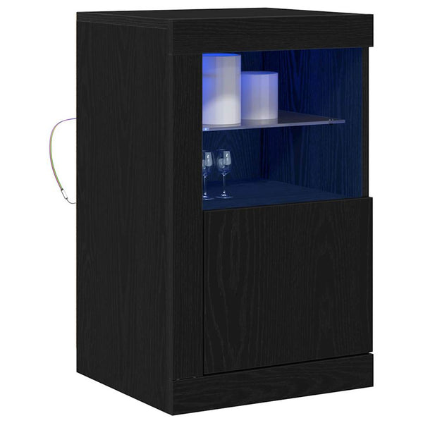 LED Sideboard Schwarz Eiche 67cm