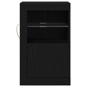 LED Sideboard 2er Set Schwarz Eichenoptik
